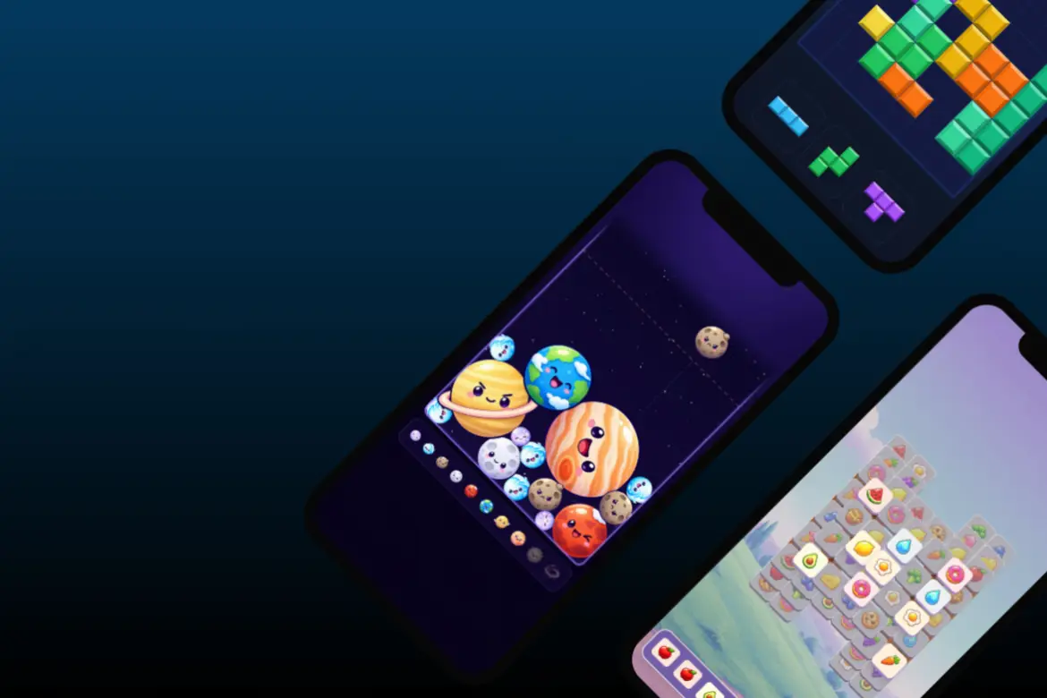 Slimecoin puzzle and arcade games on phones
